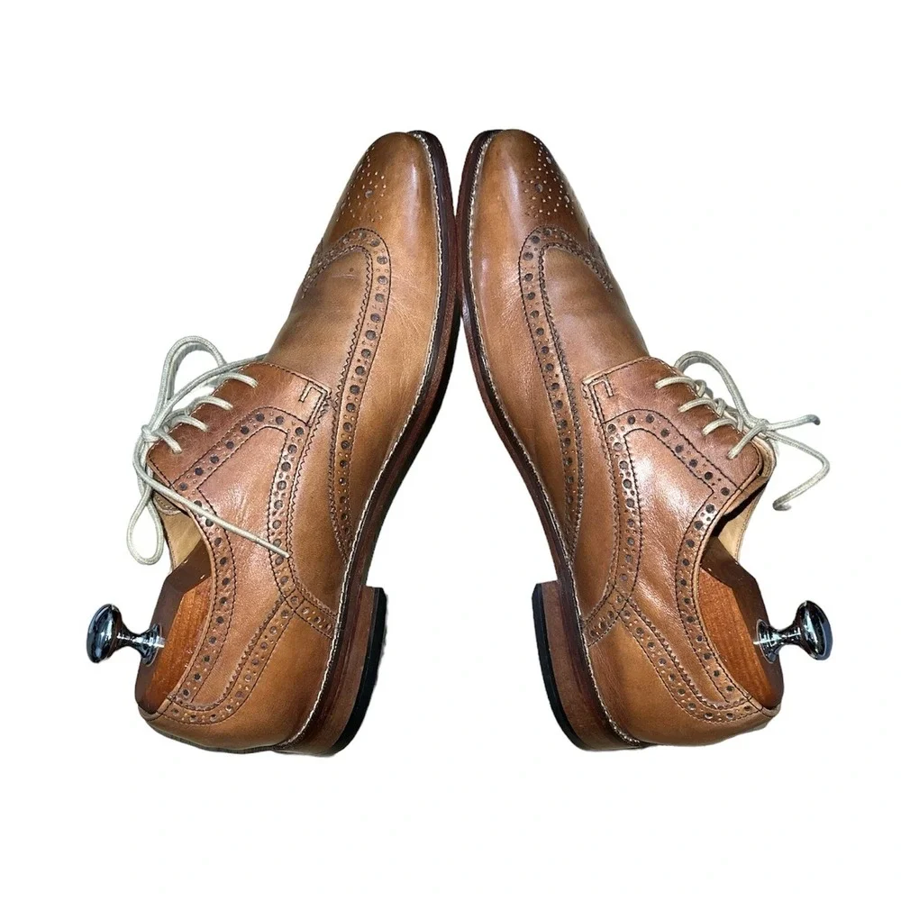 Cole Haan Wingtip Oxford Mens 9 M Tan Leather Brogue Dress Shoes C09303